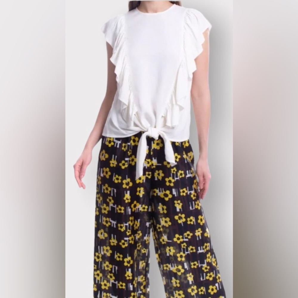 FRAME, Crepe Tie Front Top, Size XS